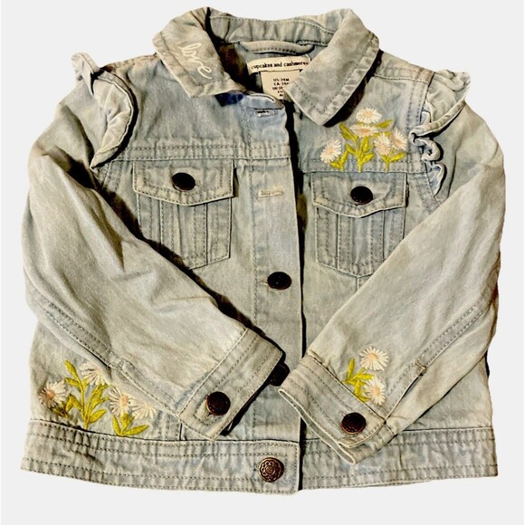 Cupcakes and Cashmere Other - Girls Cupcakes and Cashmere Embroidered Love and Daisies Ruffled denim 2T